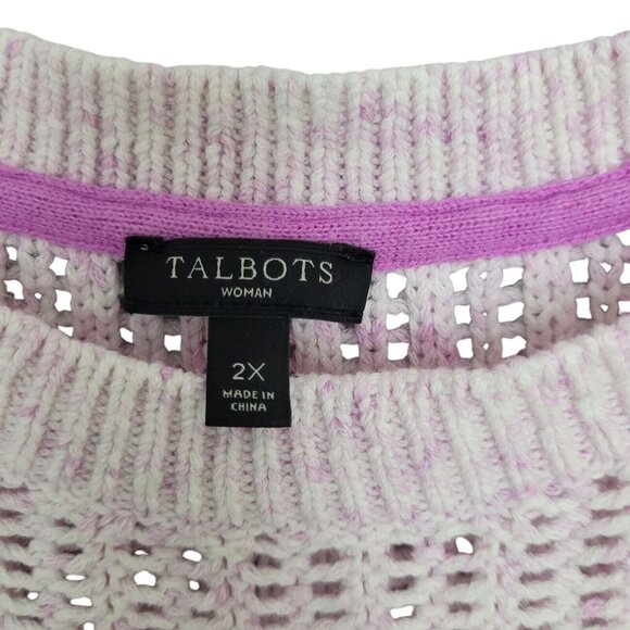 Talbots Tie Dye Sweater Womens Size 2X Lavender Loose Knit Sheer - Picture 3 of 6